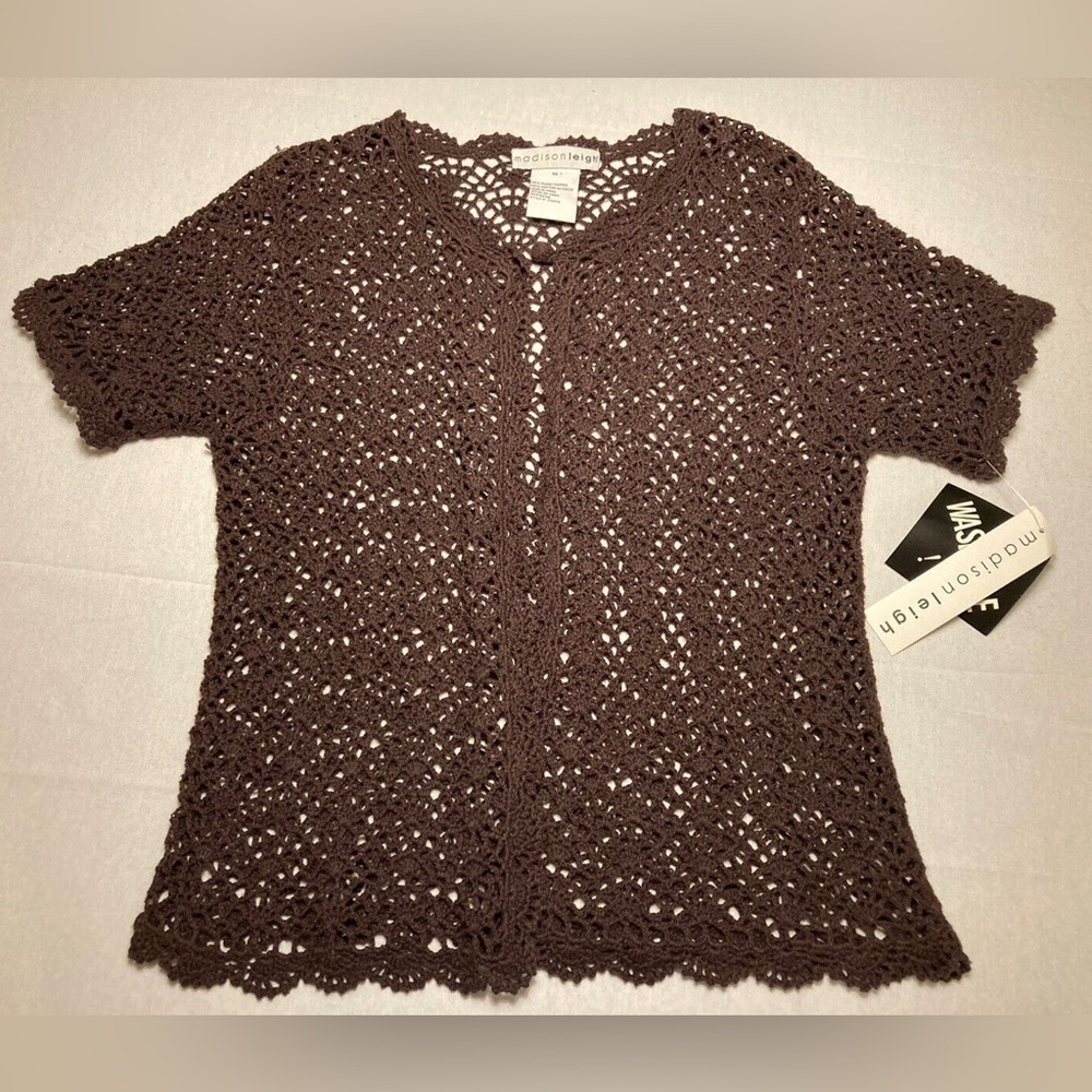 Madison Leigh Dark Brown Crochet Top